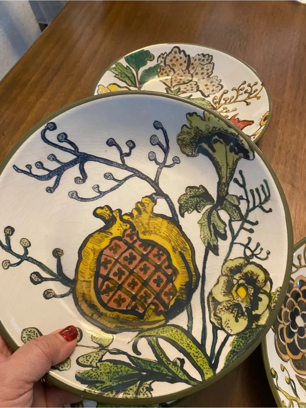 Williams-Sonoma Hand Painted Pomegranate pasta bowls — Set of 4